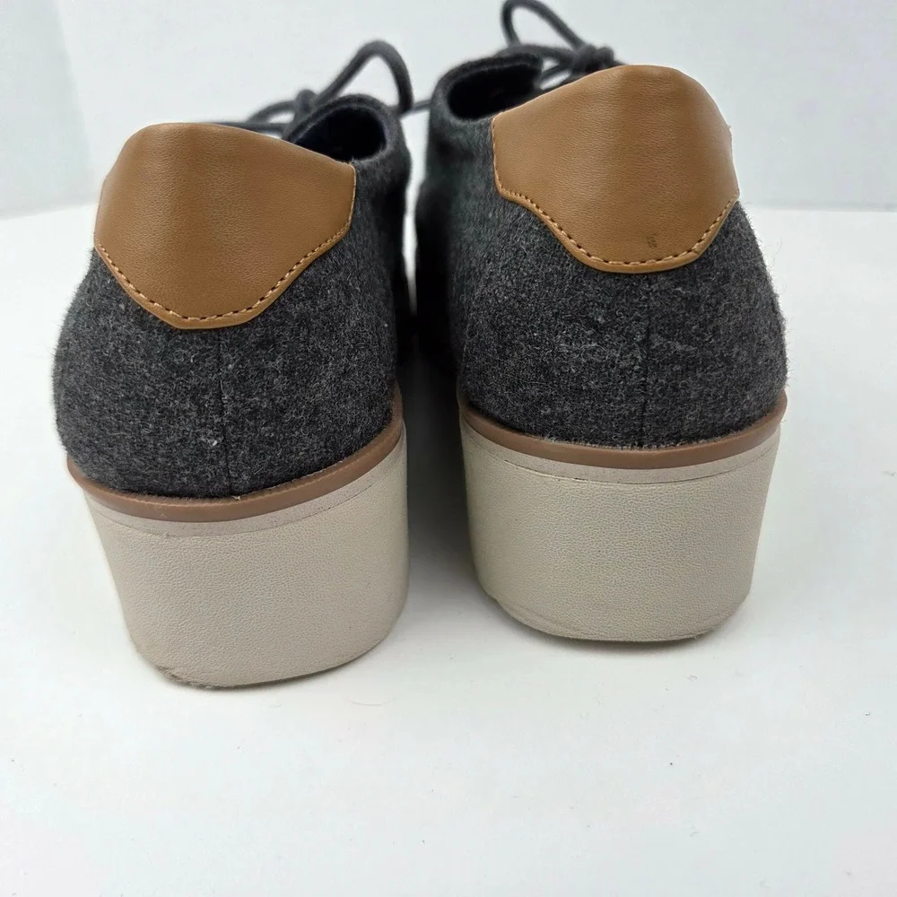 Dr Scholls‎ Womens 8.5M Gray Lillian Platform Oxford Wool Lace up Shoes